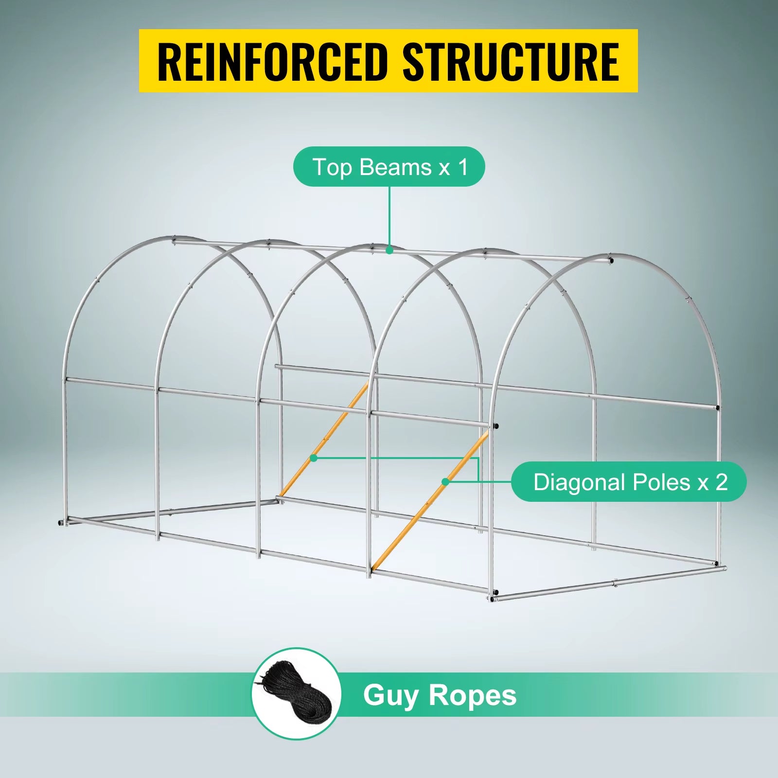 Walk-In Tunnel Greenhouse Galvanized Frame & Waterproof Cover 15X7X7/10X7X7/20X10X7/12X7X7 Ft Greenhouses & Cold Frames