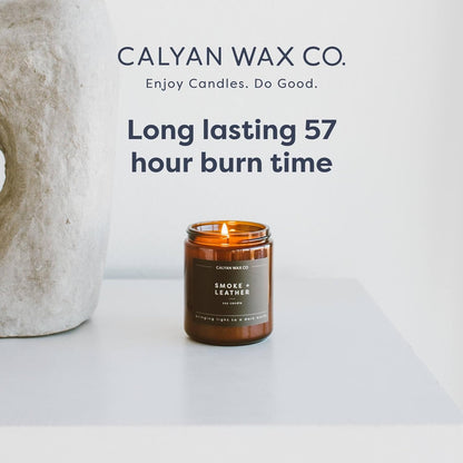 Soy Wax Candle, Lavender + Bergamot Scented Candle, 57 Hour Burn Time, Aromatherapy Soy Candles, Non Toxic & Vegan Soy Wax, Amber Glass Jar Scented Candles, 7.2Oz