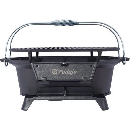 Outdoor Oval Cast Iron Grill, Portable Charcoal Grill, and Desktop Cast Iron Frying Pan