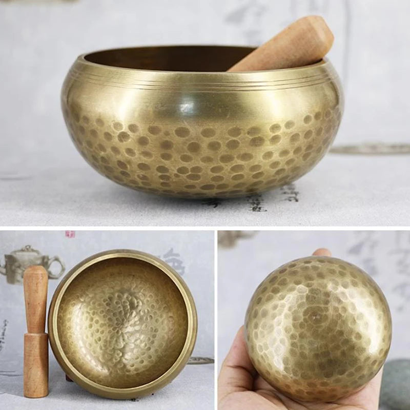 Nepal Tibetan Buddhist Bowl Handmade Singing Bowl Set Cushion Mallet Meditation Storage Bag Meditation Singing Bowl