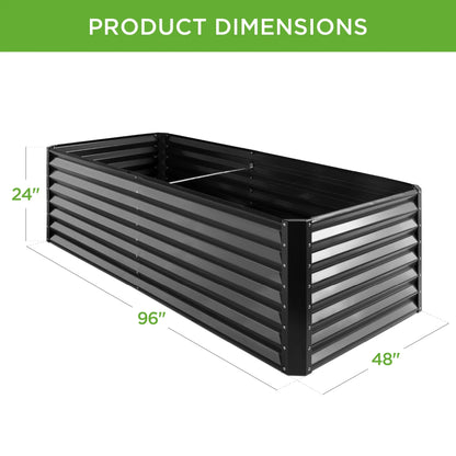 8X4X2Ft Outdoor Metal Raised Garden Bed, Planter Box for Vegetables, Flowers, Herbs - Gray
