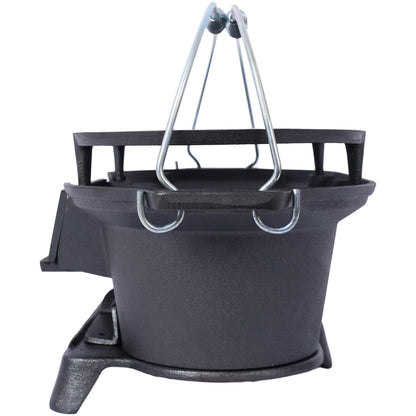 Outdoor Oval Cast Iron Grill, Portable Charcoal Grill, and Desktop Cast Iron Frying Pan
