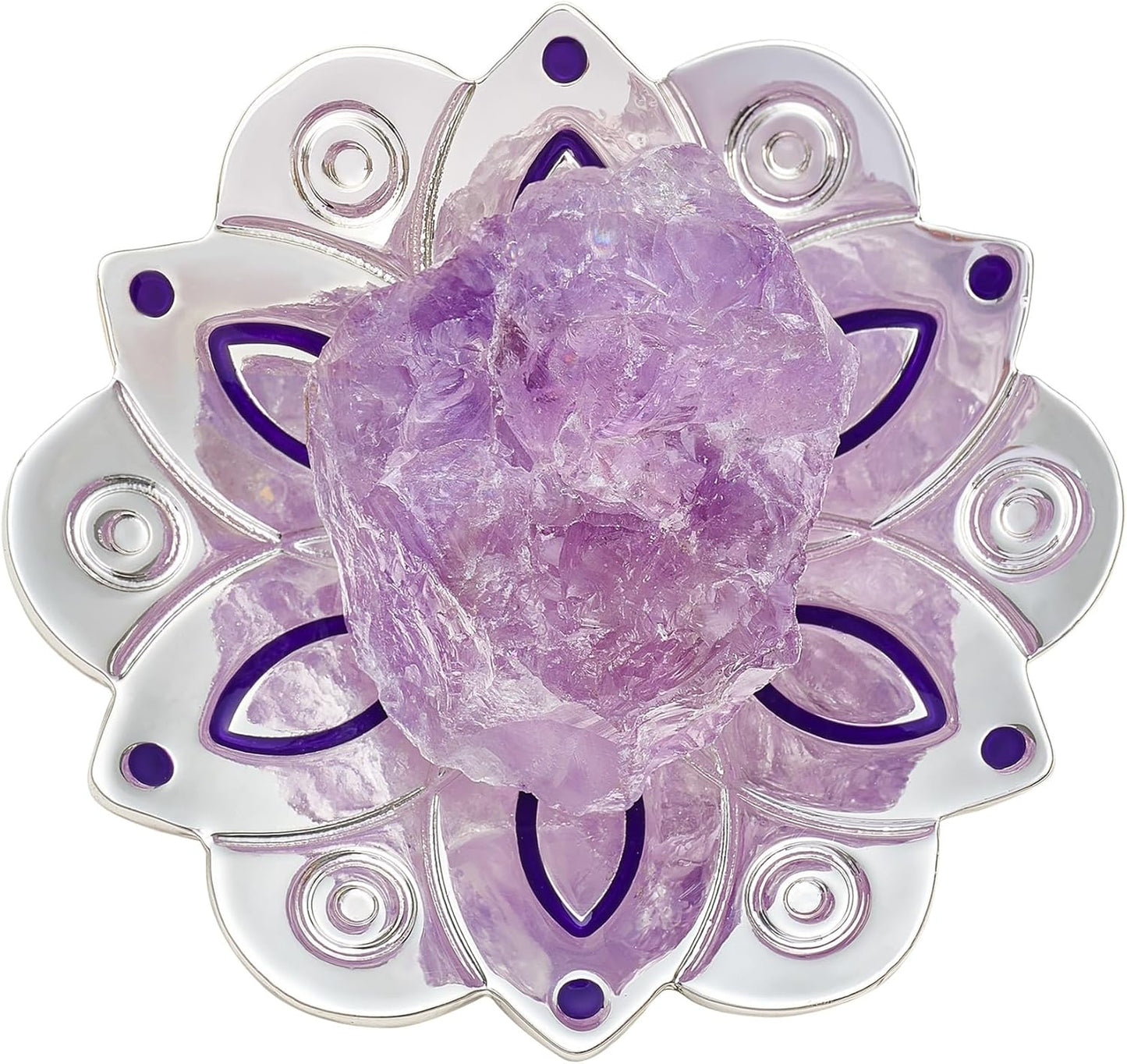 Solfeggio Frequencies Tuning Fork with Crystal Kit,Solfeggio Energy Tuners,963Hz Crown Chakra,Natural Amethyst,Meditation Gifts for Women,Shiny Silver