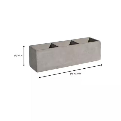 12.3 In. Trio Medium Concrete Gray Concrete Planter (3.6 In. L X 12.3 In. W X 3.5 In. H)