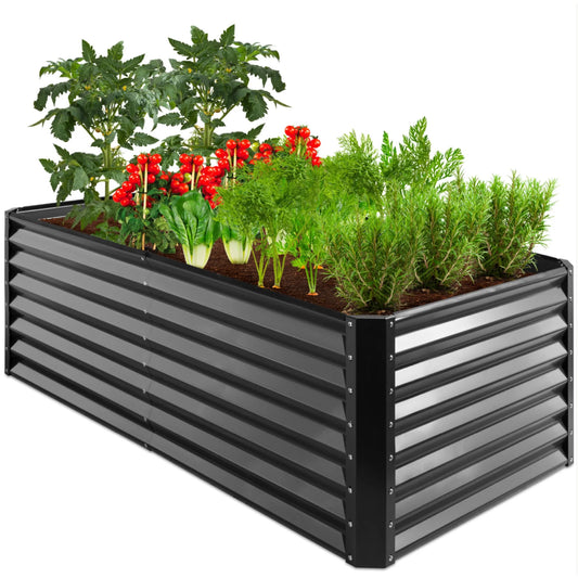 6X3X2Ft Outdoor Metal Raised Garden Bed, Planter Box for Vegetables, Flowers, Herbs - Gray