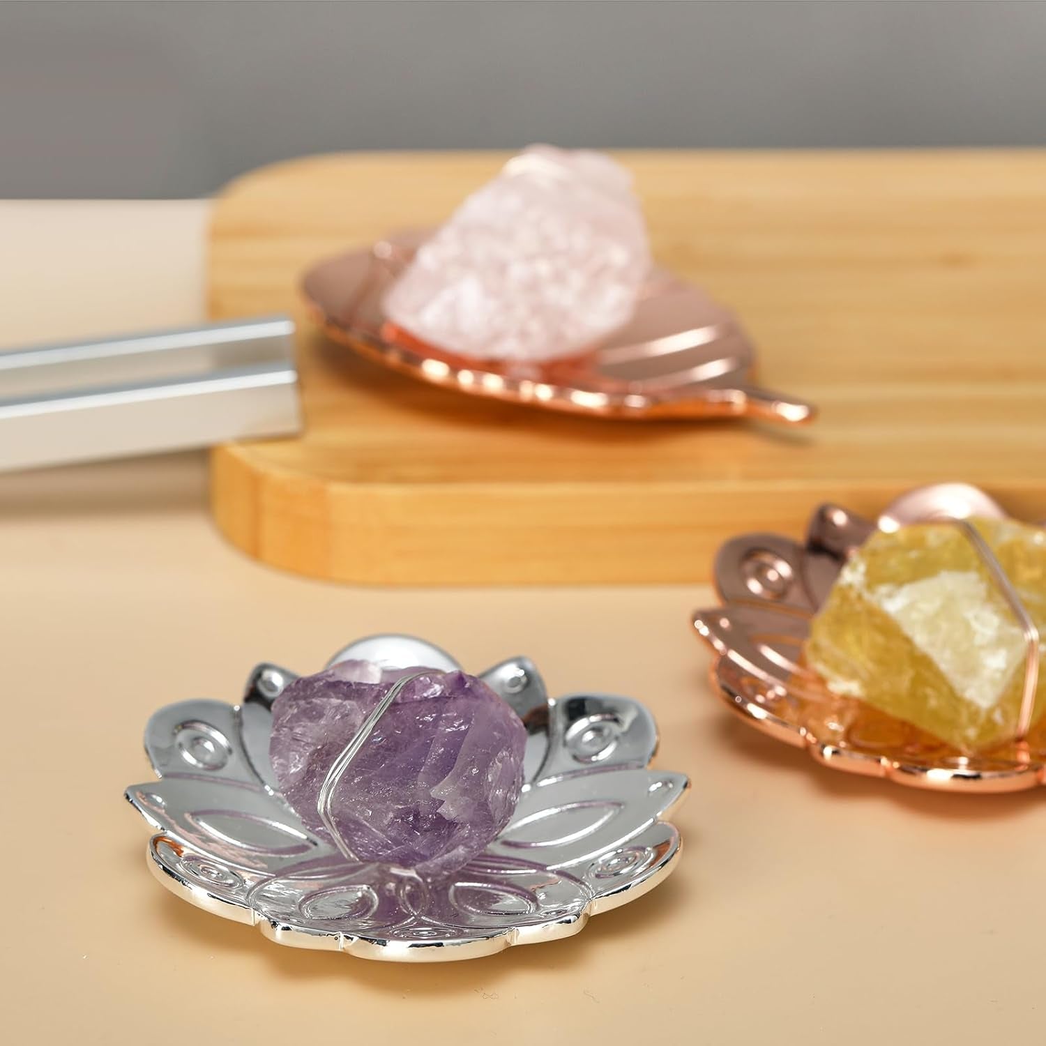 Solfeggio Frequencies Tuning Fork with Crystal Kit,Solfeggio Energy Tuners,963Hz Crown Chakra,Natural Amethyst,Meditation Gifts for Women,Shiny Silver
