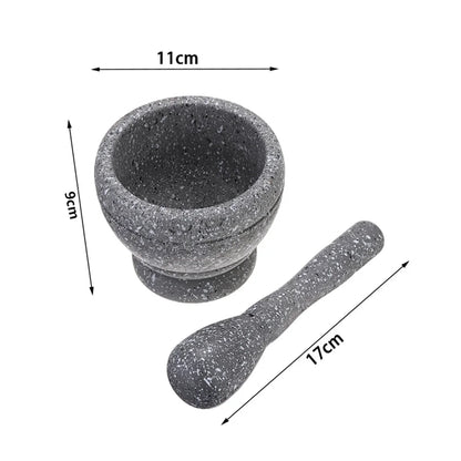 Pestle and Mortar,Natural Wooden Granite, 6.7 Inch Stone Cup & Crusher Set,Hand Grinder for Herbs, Spices, Pesto, & Guacamole,By