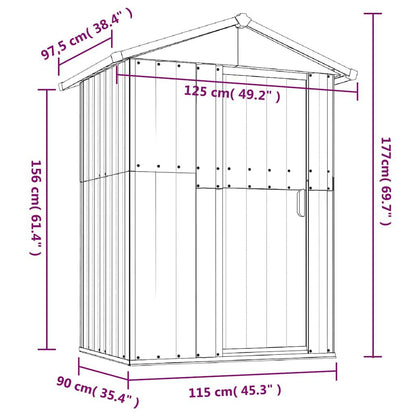 Garden Shed Green Galvanized Steel 49.6X38.4X69.7 in Garden Shed