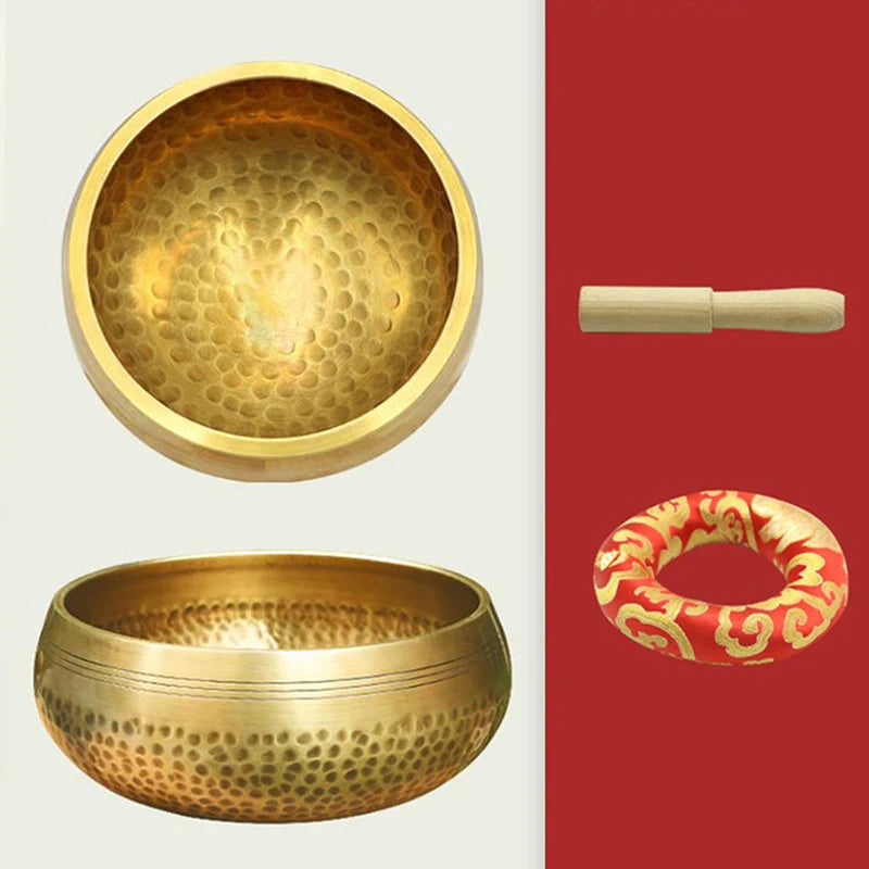 Nepal Tibetan Buddhist Bowl Handmade Singing Bowl Set Cushion Mallet Meditation Storage Bag Meditation Singing Bowl