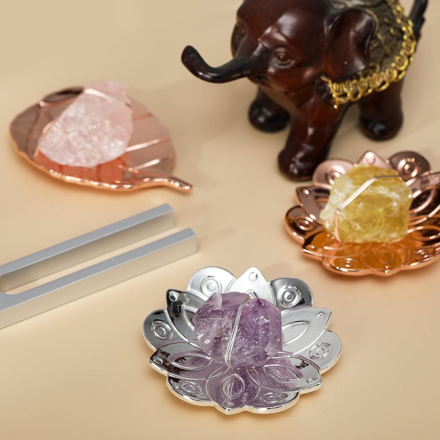 Solfeggio Frequencies Tuning Fork with Crystal Kit,Solfeggio Energy Tuners,963Hz Crown Chakra,Natural Amethyst,Meditation Gifts for Women,Shiny Silver