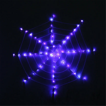 Halloween LED Spider Web Light,Horror Festival Theme Yard Decoration,Usb Remote-Control Glowing Spider Web Light for Indoor Outdoor Setup