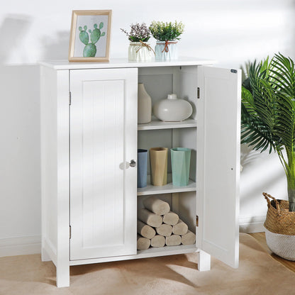White Wooden Bathroom Floor Cabinet Storage Cupboard 3 Shelves save Space