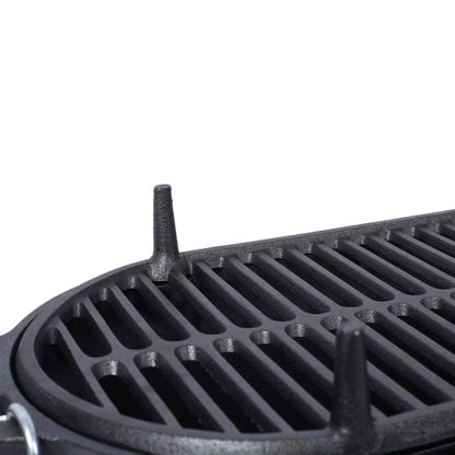 Outdoor Oval Cast Iron Grill, Portable Charcoal Grill, and Desktop Cast Iron Frying Pan