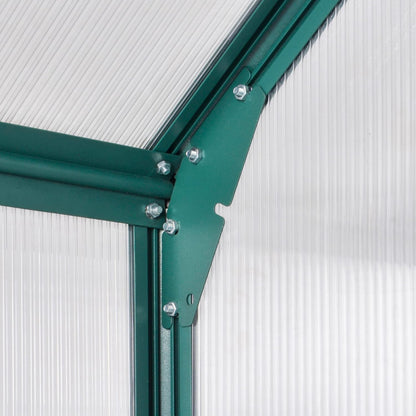 8' X 6' Greenhouse for Outdoors, Polycarbonate Greenhouse with Roof Vent and Rain Gutter, Aluminum Walk-In Green House for outside for Patio Backyard Garden, Green