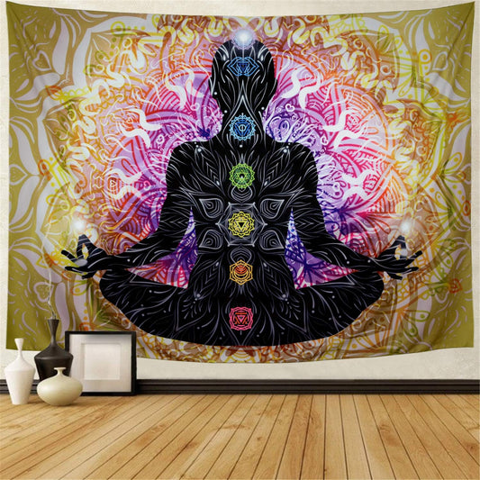 Seven Chakra Tapestry Yoga Meditation Tapestry Wall Hanging Colorful Mandala Wall Tapestry Indian Chakra Tapestries Decoration for Studio Room (XL/70.8" × 92.5", Chakra)