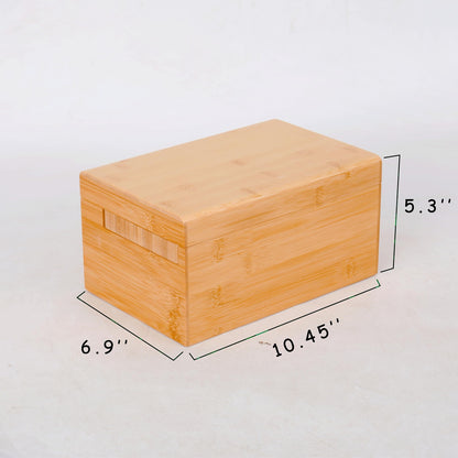 Large Wooden Box Bamboo Storage with Rolling Tray Container Airtight Jars