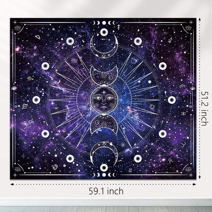 Space Tapestry Wall Hanging Sun Moon Stars Space Psychedelic Tapestries Wall Tapestry for Bedroom Aesthetic Home Wall Dorm Décor