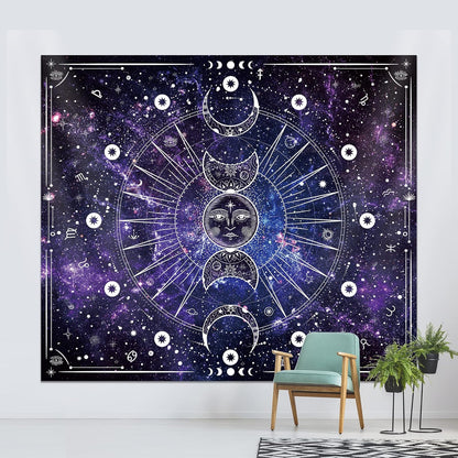 Space Tapestry Wall Hanging Sun Moon Stars Space Psychedelic Tapestries Wall Tapestry for Bedroom Aesthetic Home Wall Dorm Décor