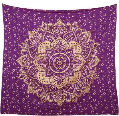 Purple Gold Passion Ombre Mandala Tapestry, Boho Mandala Tapestry, Wall Hanging, Gypsy Tapestry, 84 X 54 Inches